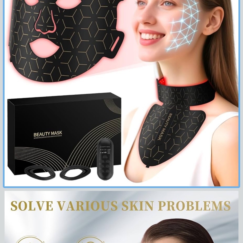 LED Neck & Face Therapy Pad - Black